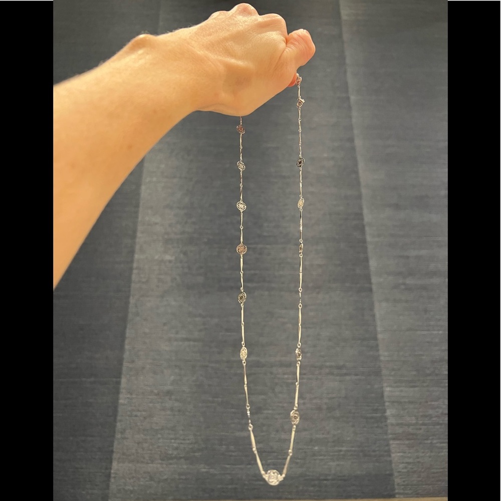 Long delicate silver necklace